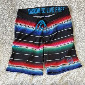 Dixxon Men's Striped Swim Shorts - Black, Red, Blue